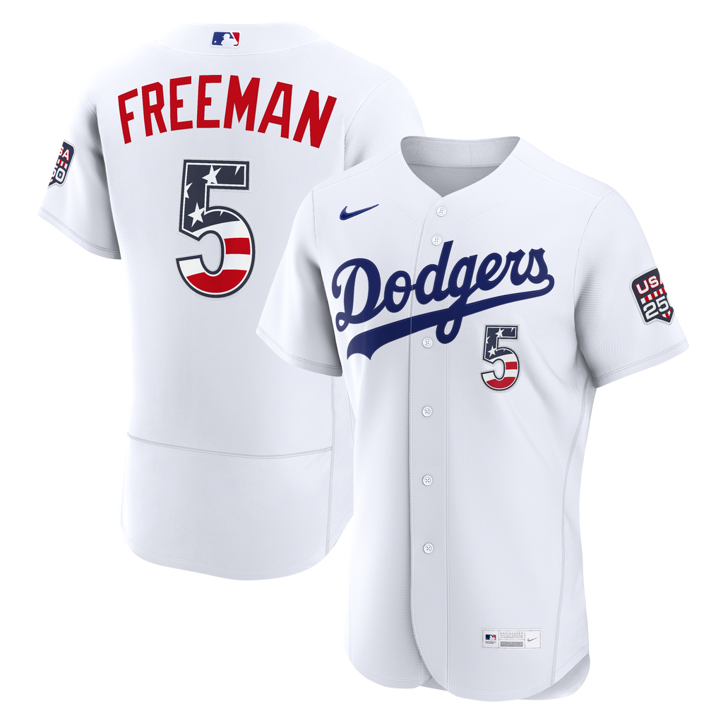Fourth of July Men's Los Angeles Dodgers Freddie Freeman Nike White USA 250 Authentic Jersey