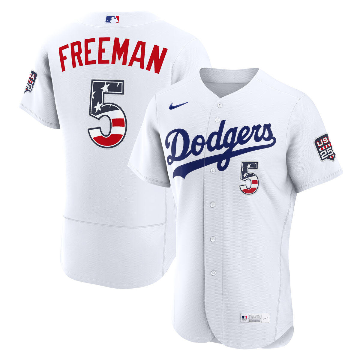 Fourth of July Men's Los Angeles Dodgers Freddie Freeman Nike White USA 250 Authentic Jersey