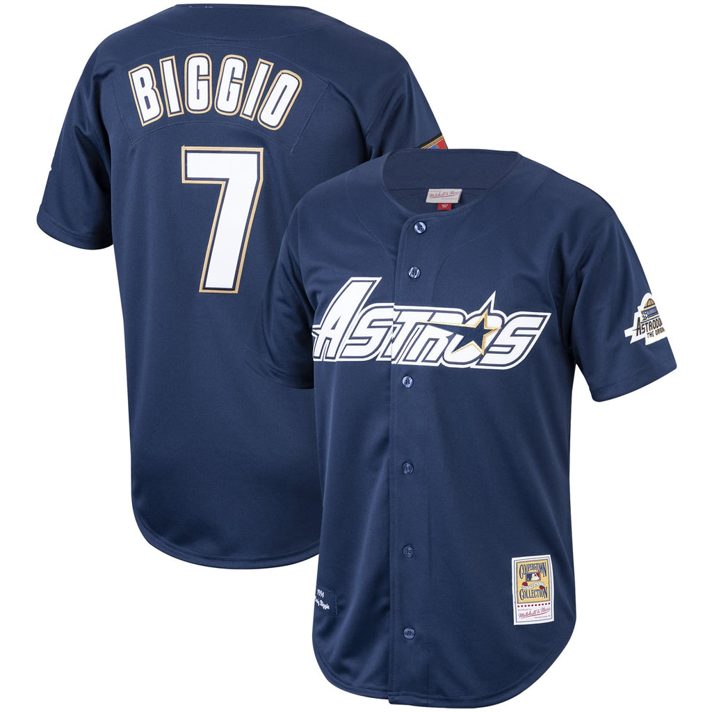 Men's Houston Astros Craig Biggio Mitchell & Ness Navy Cooperstown Collection 1994 Authentic Jersey - 2