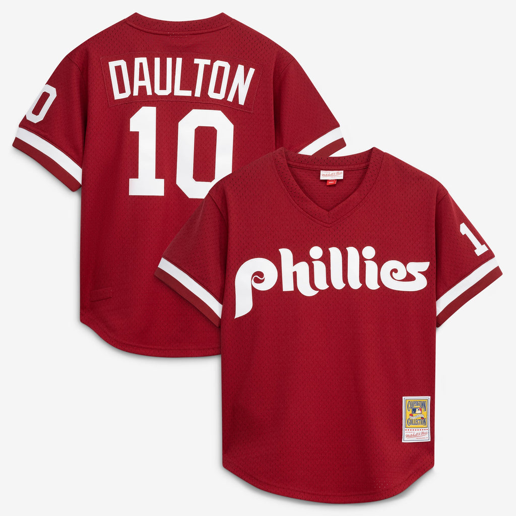 Men's Philadelphia Phillies Darren Daulton Mitchell & Ness Scarlet Authentic Batting Practice Jersey