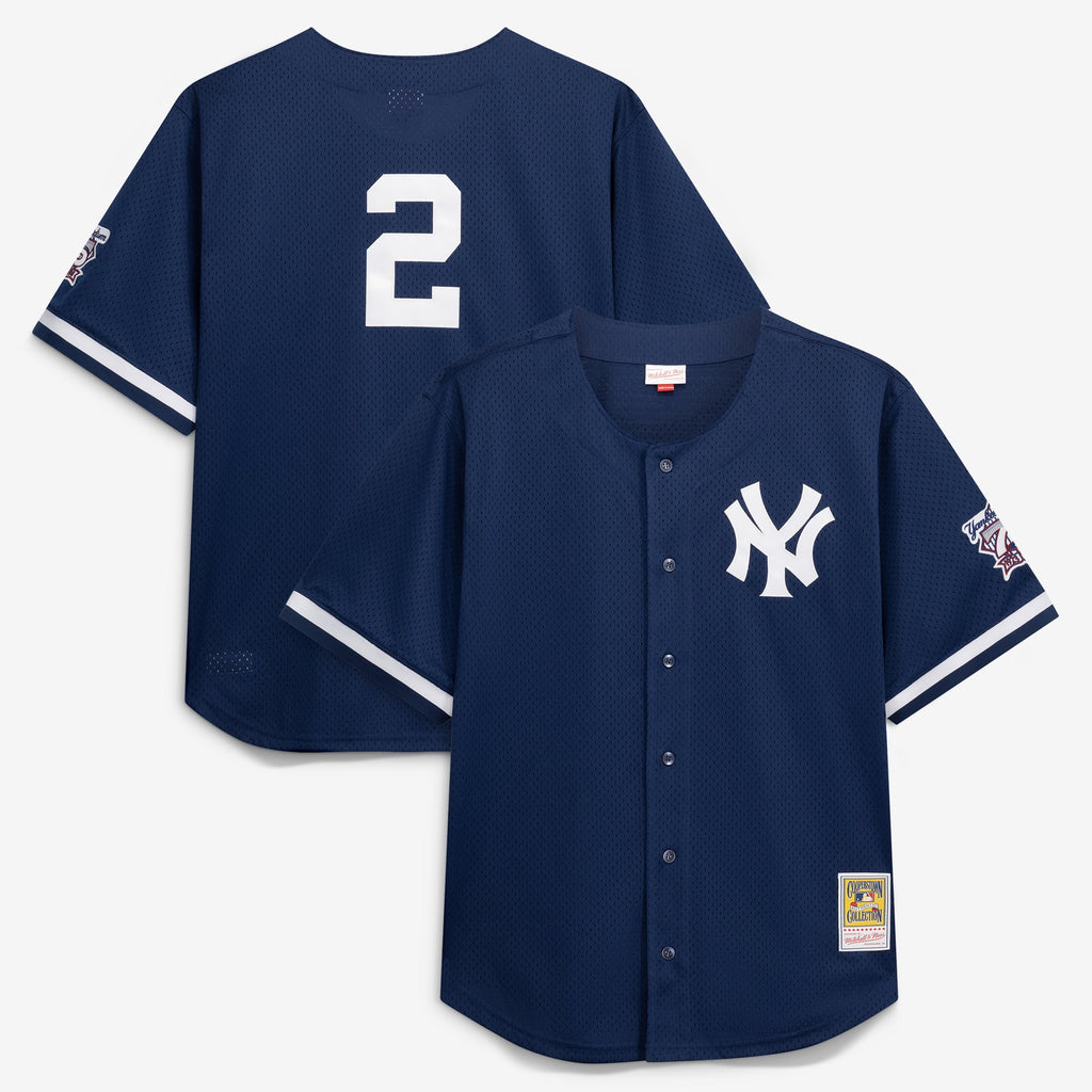 Men's New York Yankees Derek Jeter Mitchell & Ness Navy Cooperstown Collection Mesh Batting Practice Button-Up Jersey - 2