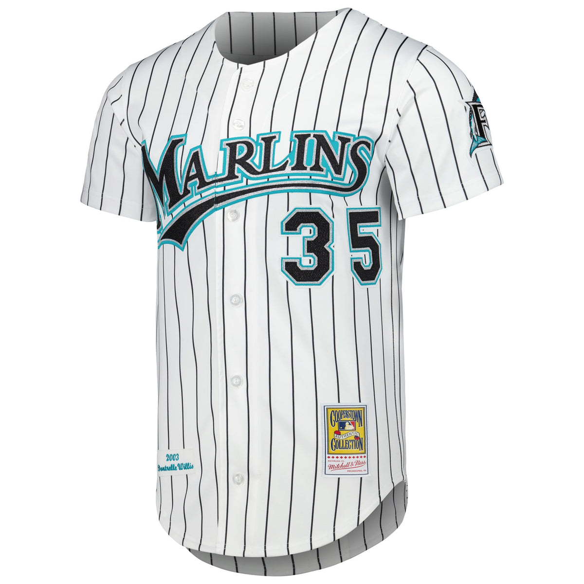 Men's Florida Marlins Dontrelle Willis Mitchell & Ness White Cooperstown Collection Authentic Jersey - 3