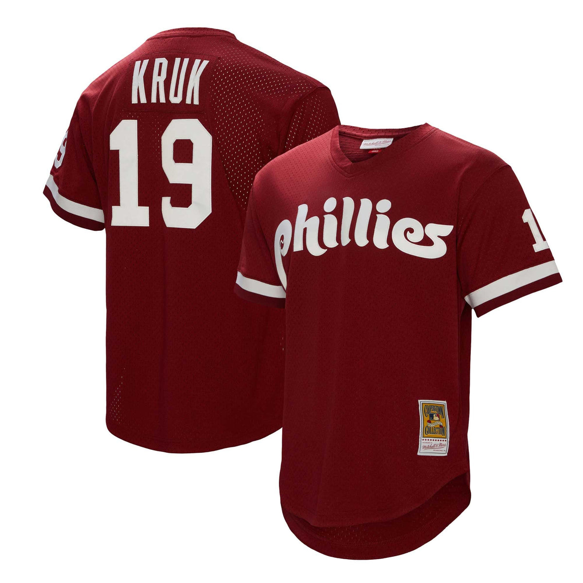 Men's Philadelphia Phillies John Kruk Mitchell & Ness Burgundy Big & Tall Cooperstown Collection Mesh Batting Practice Jersey