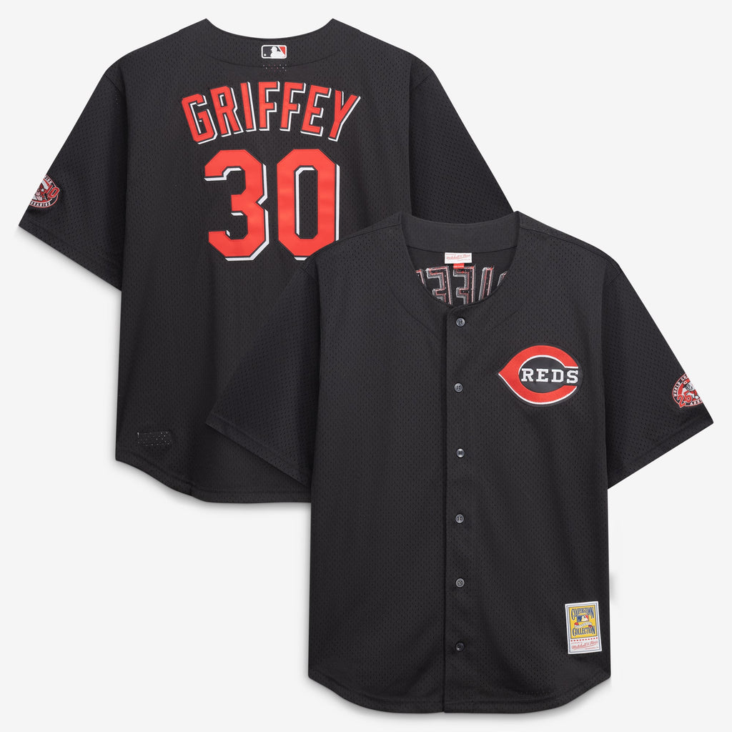 Men's Cincinnati Reds Ken Griffey Jr. Mitchell & Ness Black Big & Tall Cooperstown Mesh Batting Practice Jersey - 2