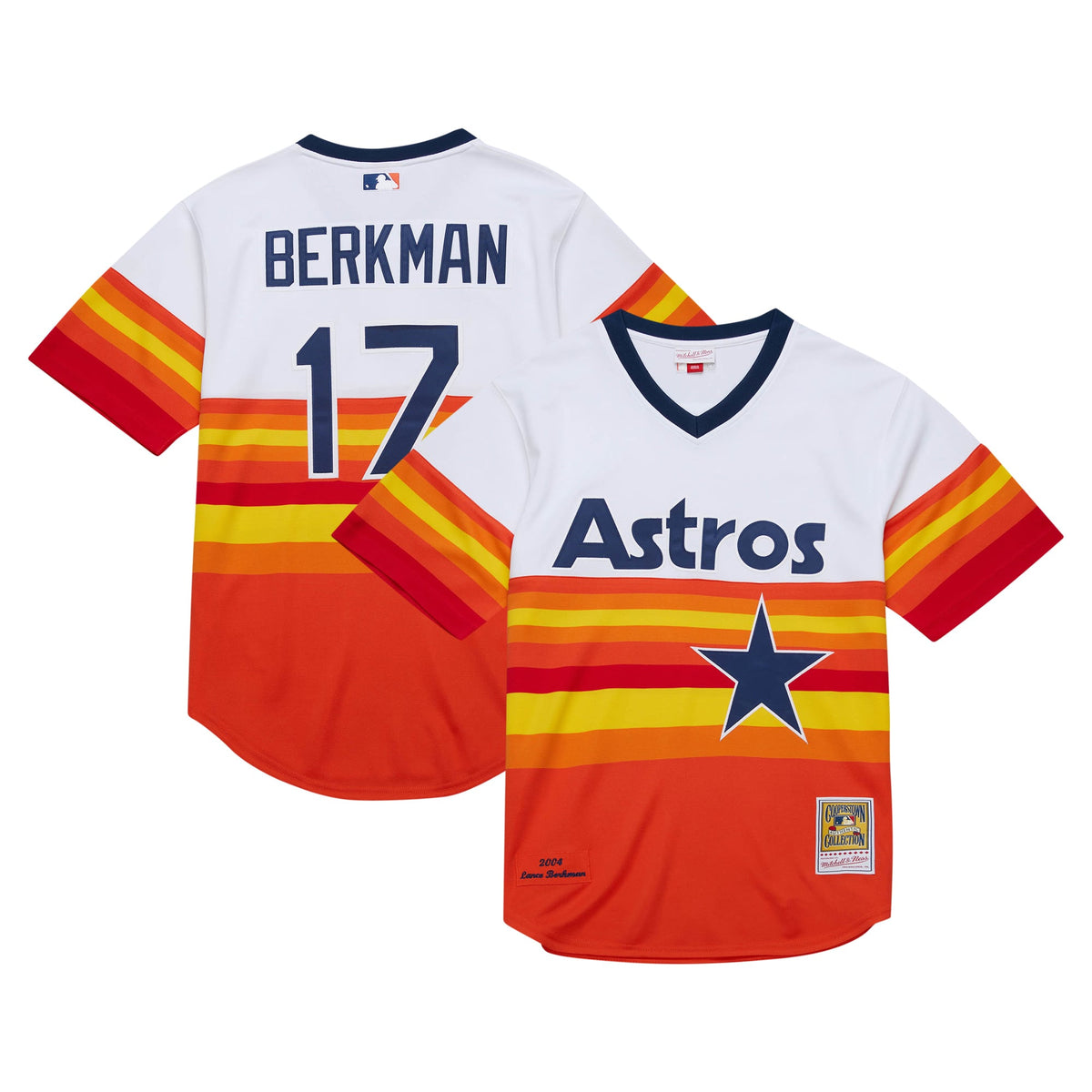 Men's Houston Astros Lance Berkman Mitchell & Ness White 2004 Cooperstown Collection Authentic Throwback Jersey - 2