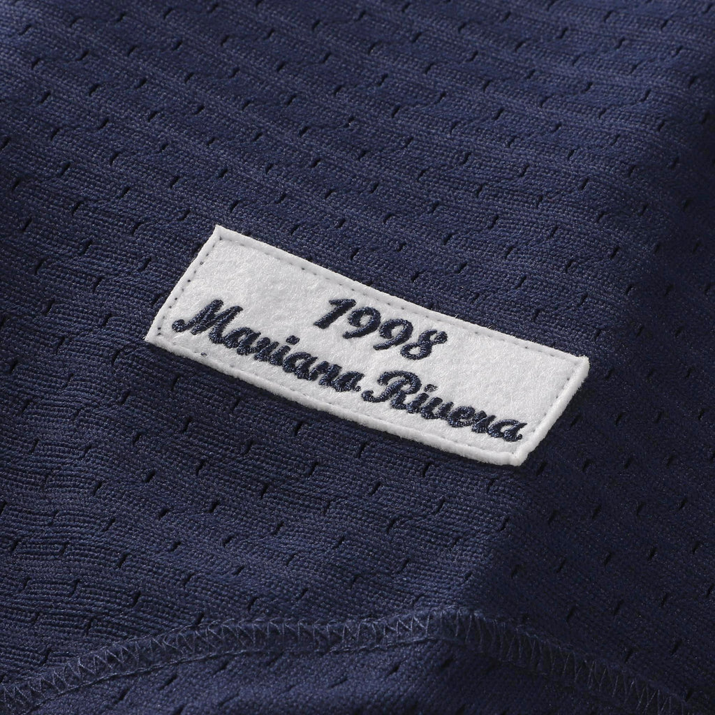 Men's New York Yankees Mariano Rivera Mitchell & Ness Navy Cooperstown Collection Mesh Batting Practice Button-Up Jersey - 8