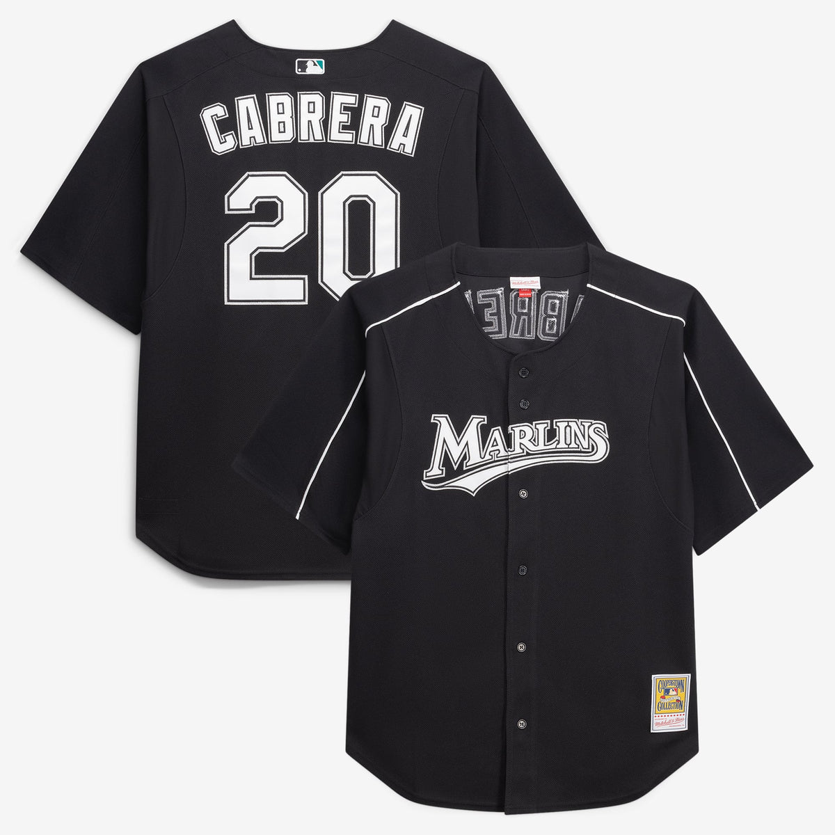 Men's Miami Marlins Miguel Cabrera Mitchell & Ness Black Big & Tall Cooperstown Mesh Batting Practice Jersey - 2