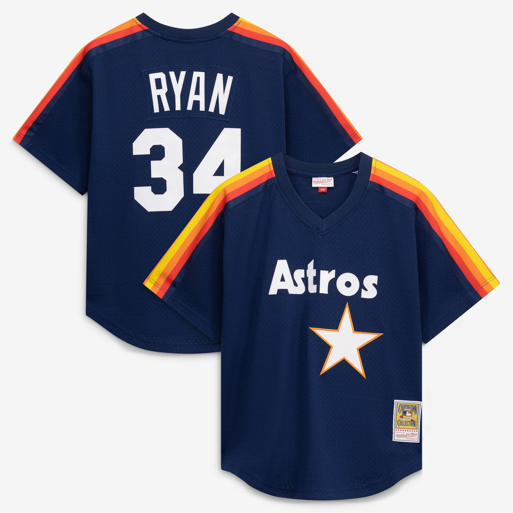 Men's Houston Astros Nolan Ryan Mitchell & Ness Navy Authentic Batting Practice Jersey