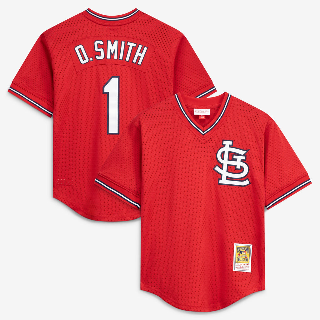 Men's St. Louis Cardinals Ozzie Smith Mitchell & Ness Scarlet Authentic Batting Practice Jersey - 2