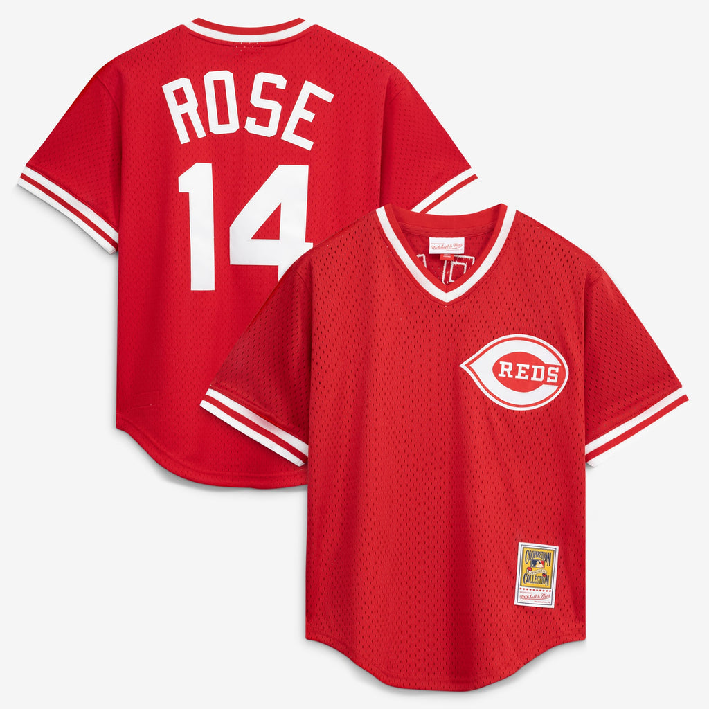 Men's Cincinnati Reds Pete Rose Mitchell & Ness Red Authentic Batting Practice Jersey