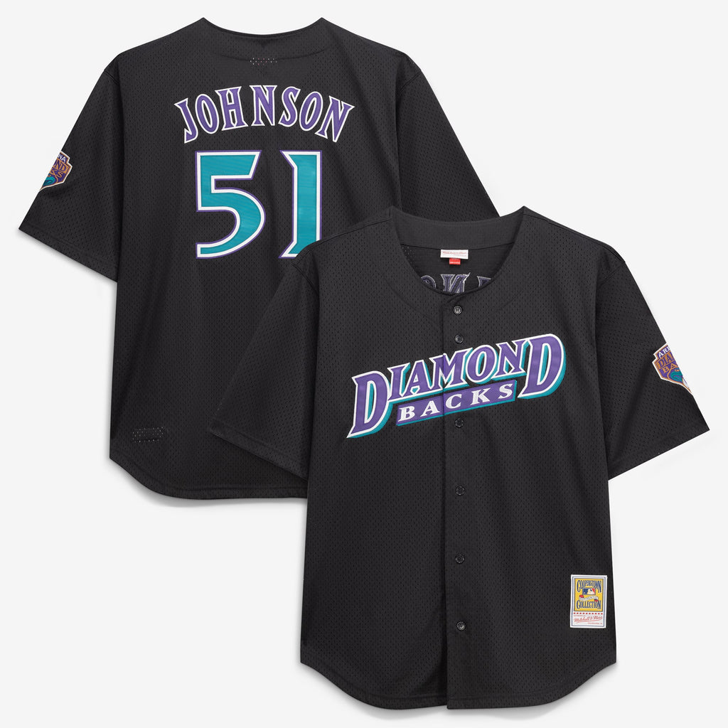 Men's Arizona Diamondbacks Randy Johnson Mitchell & Ness Black Big & Tall Cooperstown Mesh Batting Practice Jersey - 2