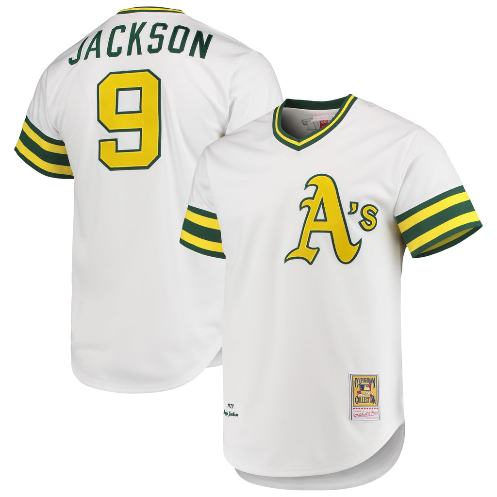 Men's Athletics Reggie Jackson Mitchell & Ness White 1972 Cooperstown Collection Authentic Jersey