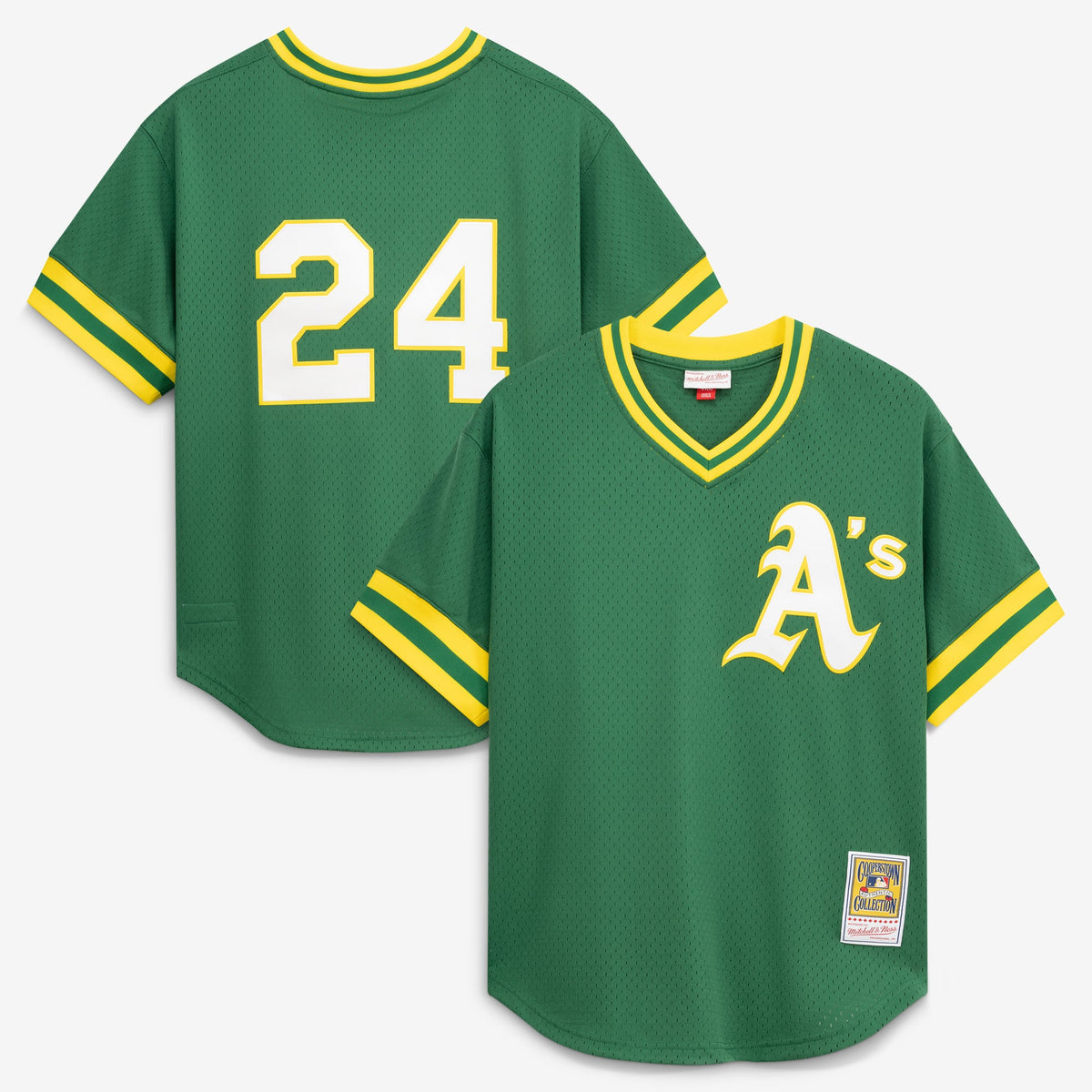 Men's Athletics Rickey Henderson Mitchell & Ness Green Authentic Batting Practice Jersey - 2