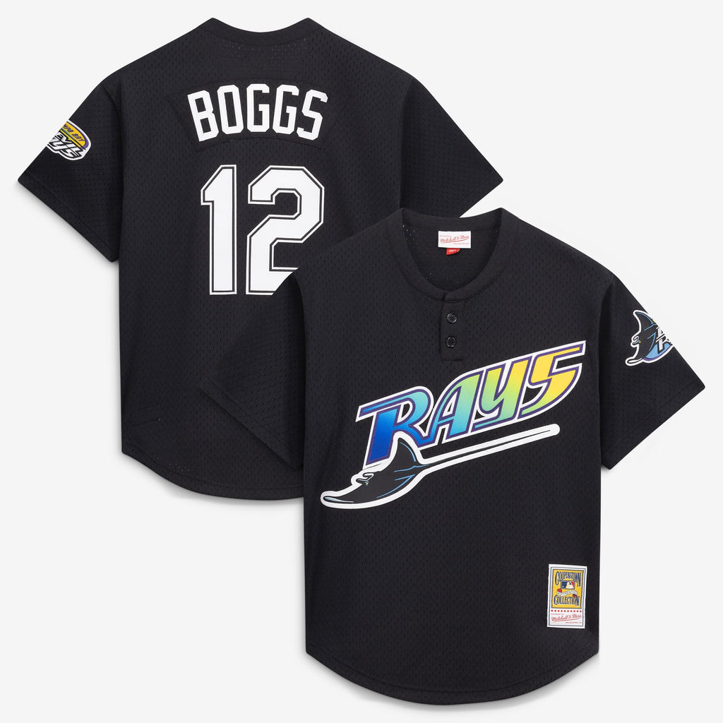 Men's Tampa Bay Rays Wade Boggs Mitchell & Ness Black Authentic Batting Practice Jersey - 2