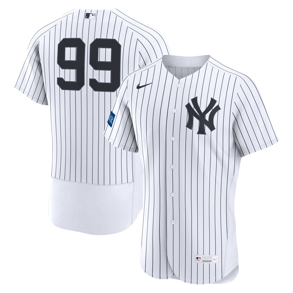 Men's New York Yankees Aaron Judge Nike White Home Authentic Sponsor Patch Jersey
