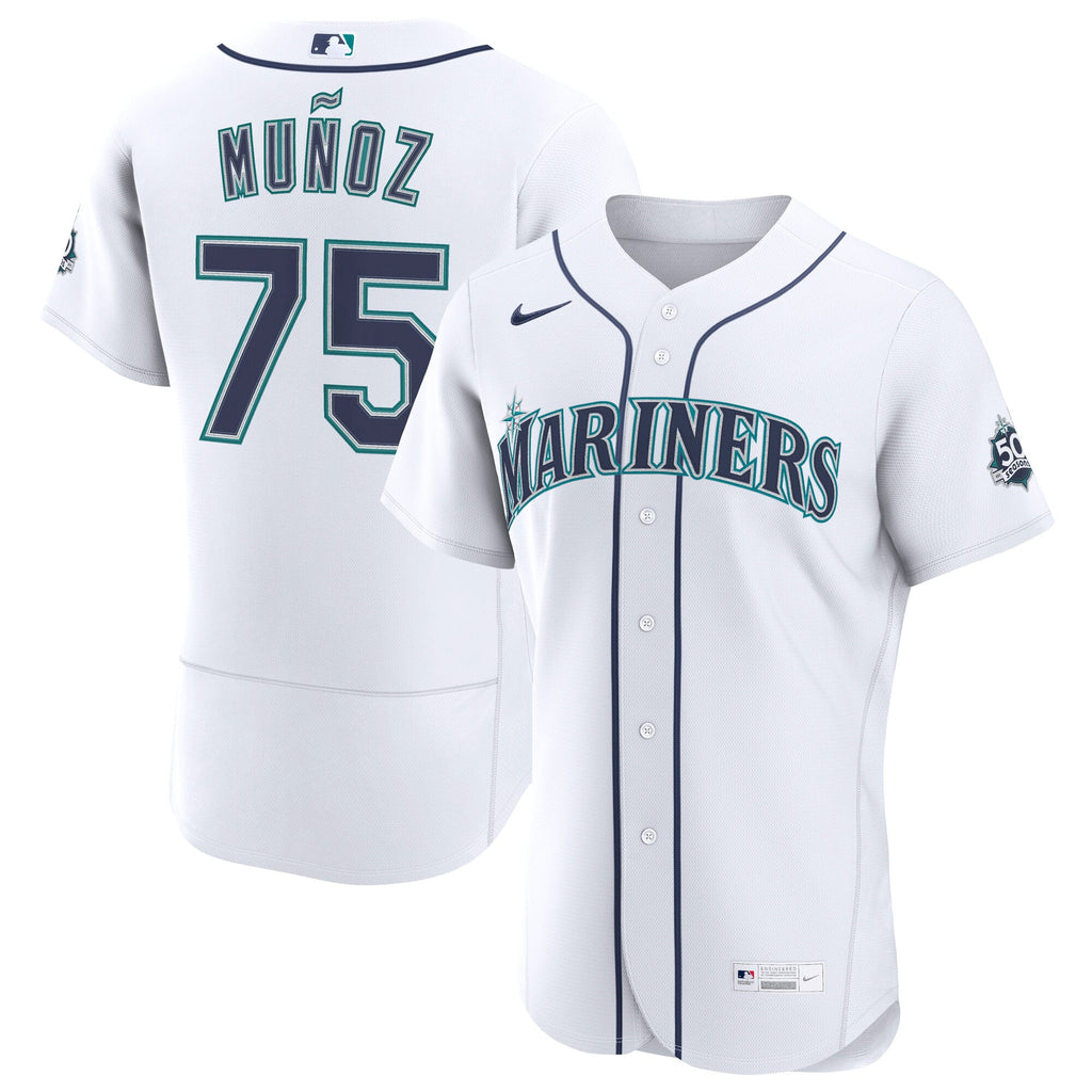 Men's Seattle Mariners Andres Munoz Nike White Home 50th Season Authentic Jersey - 2