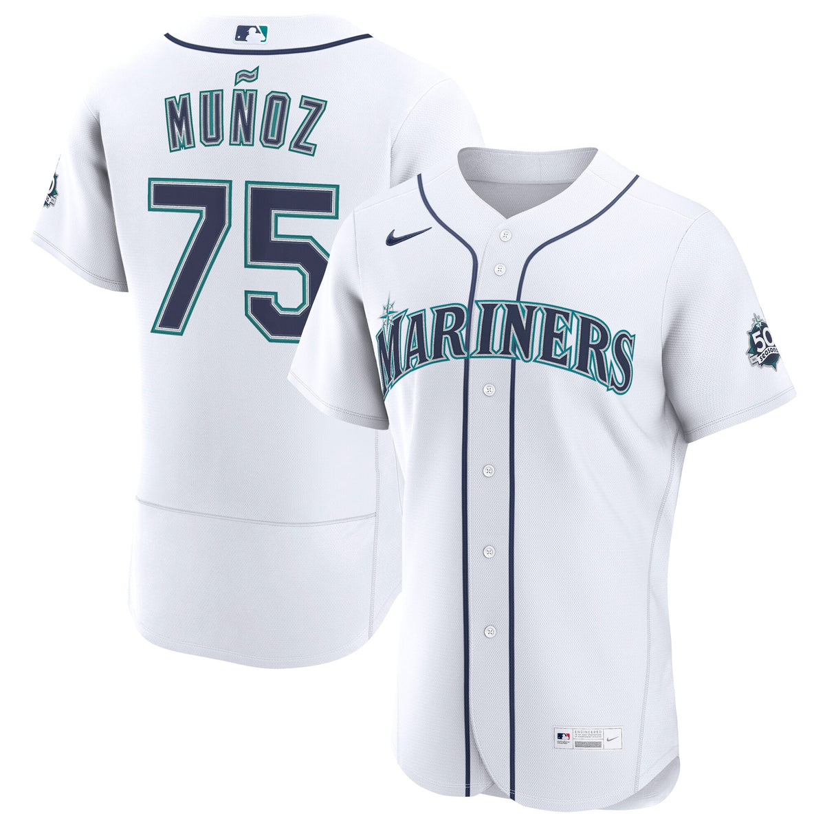 Men's Seattle Mariners Andres Munoz Nike White Home 50th Season Authentic Jersey