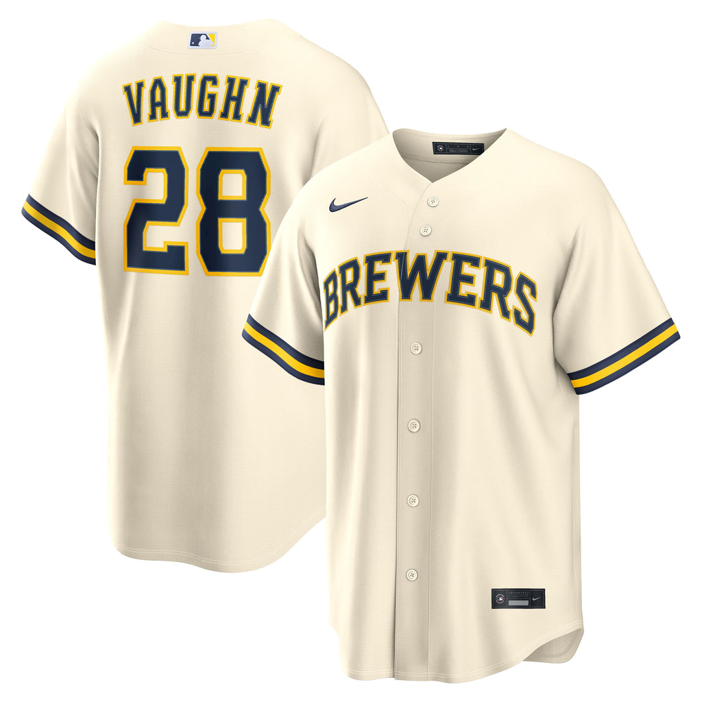 Men's Milwaukee Brewers Andrew Vaughn Nike Cream Home Replica Jersey - 2
