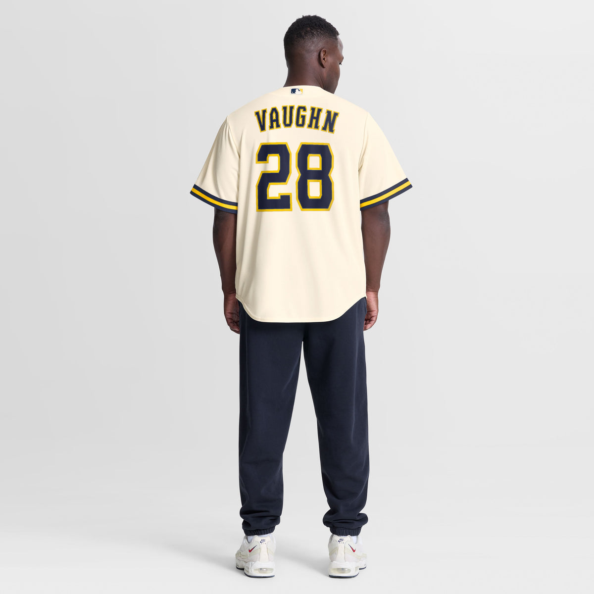Men's Milwaukee Brewers Andrew Vaughn Nike Cream Home Replica Jersey - 4