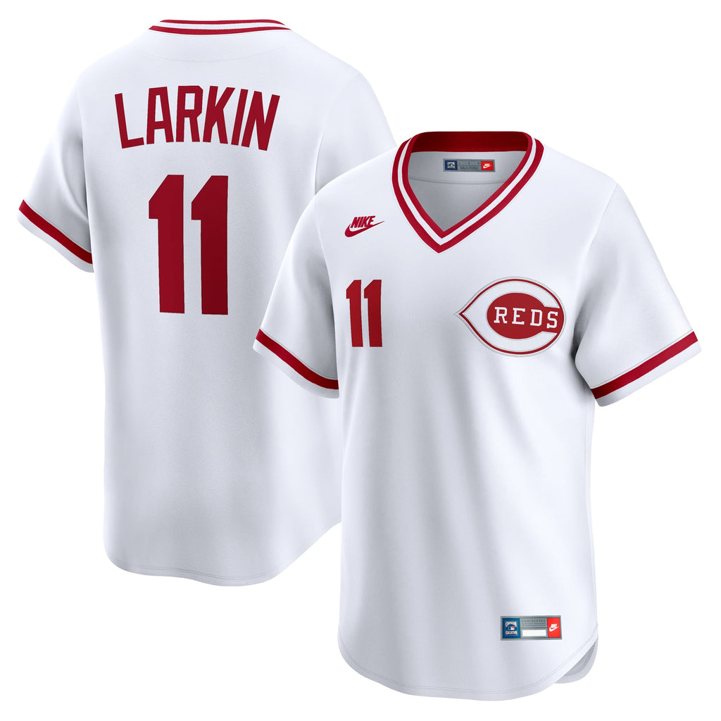 Men's Cincinnati Reds Barry Larkin Nike White Throwback Cooperstown Collection Limited Jersey