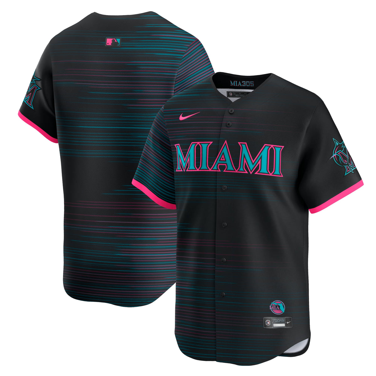Men's Miami Marlins Nike Black 2025 City Connect Limited Jersey