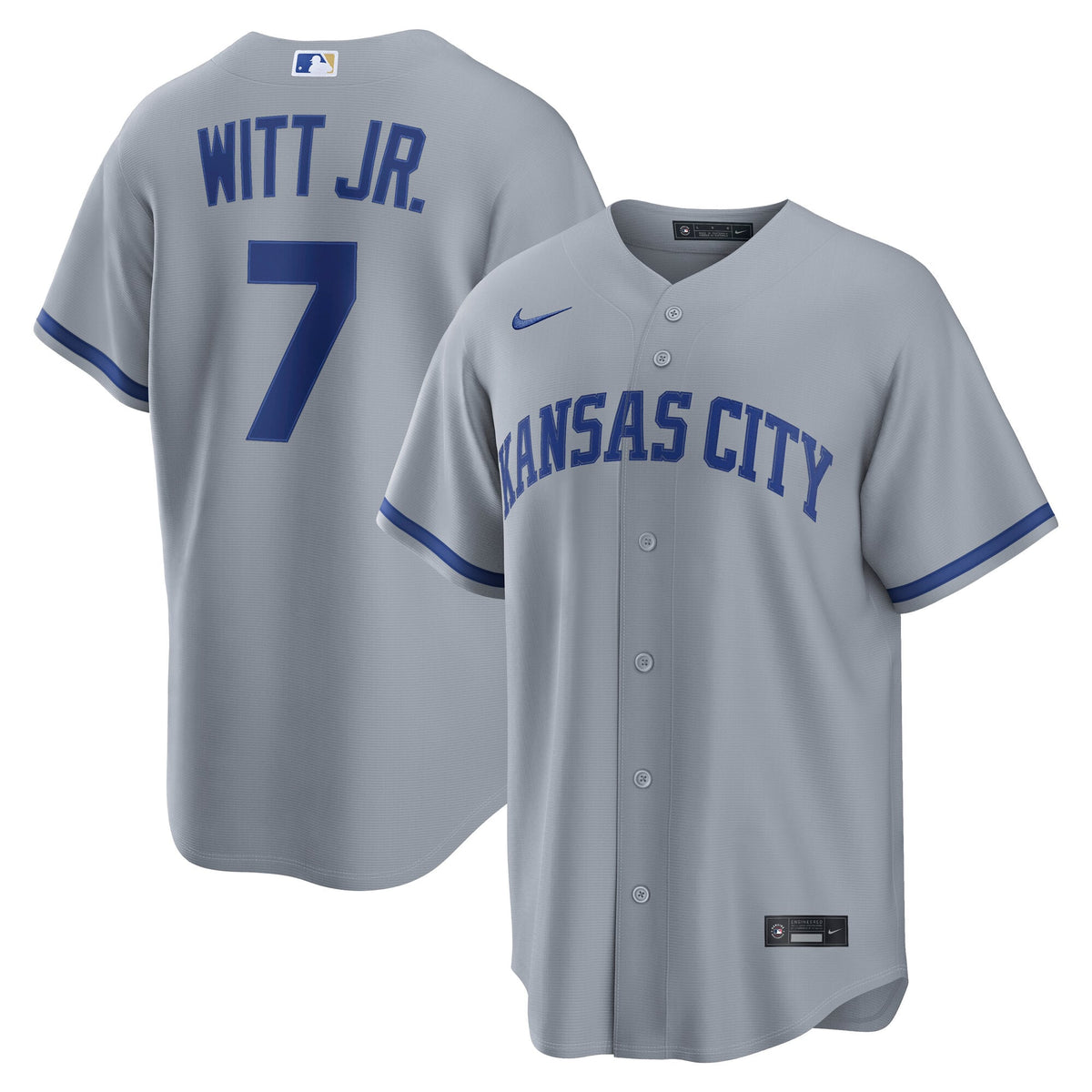 Men's Kansas City Royals Bobby Witt Jr. Nike Gray Road Replica Jersey