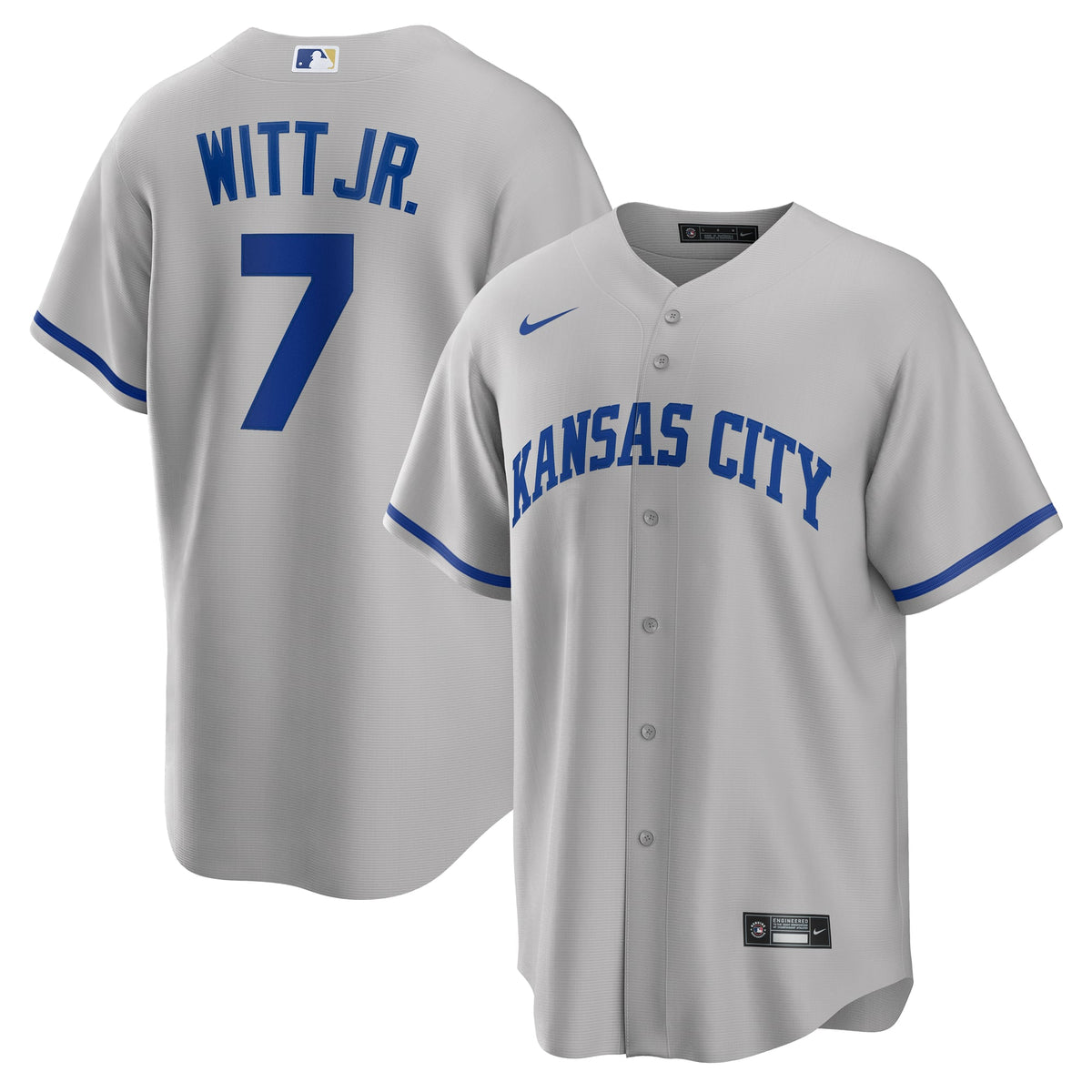 Men's Kansas City Royals Bobby Witt Jr. Nike Gray Road Replica Jersey - 2