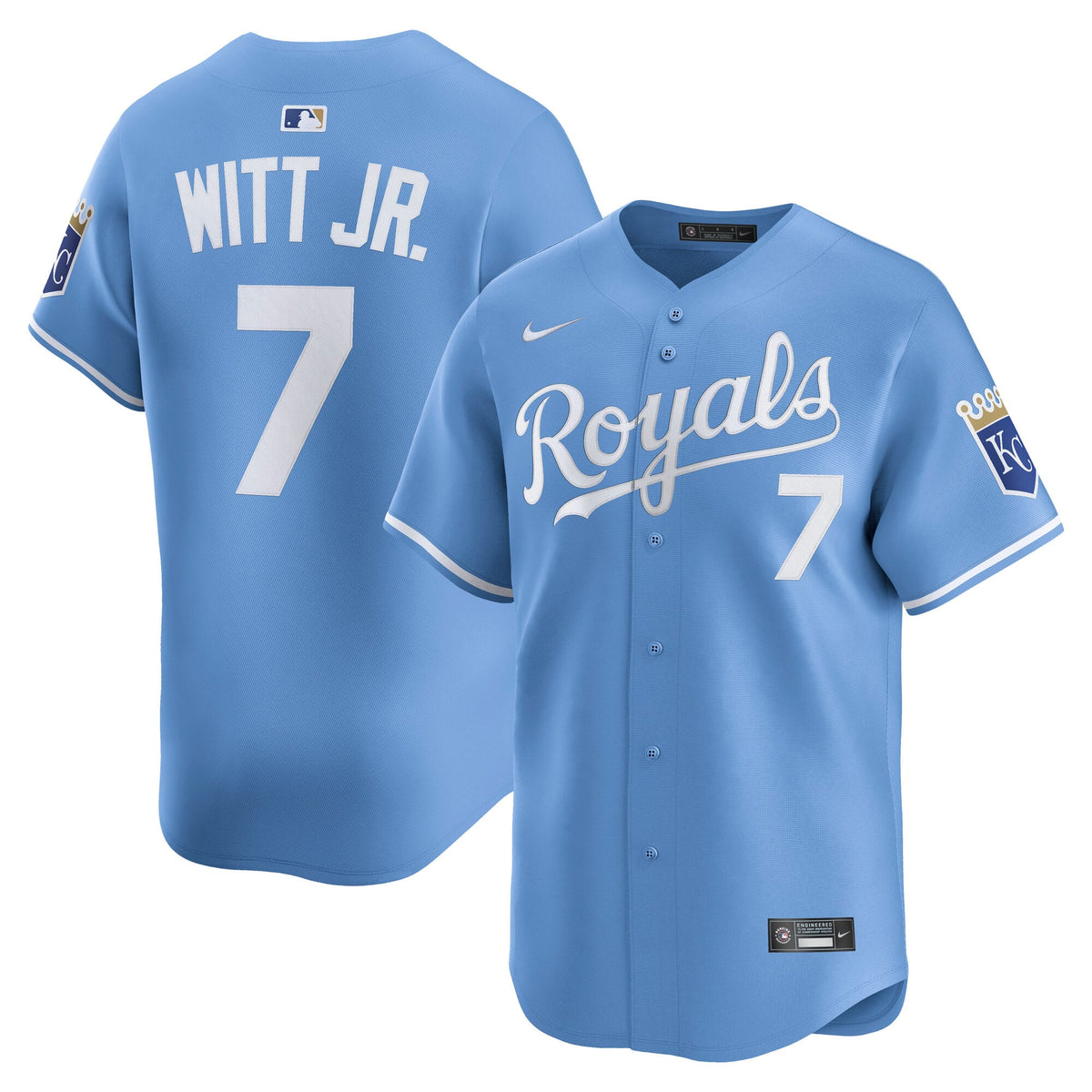 Men's Kansas City Royals Bobby Witt Jr. Nike Light Blue Alternate Limited Player Jersey - 2