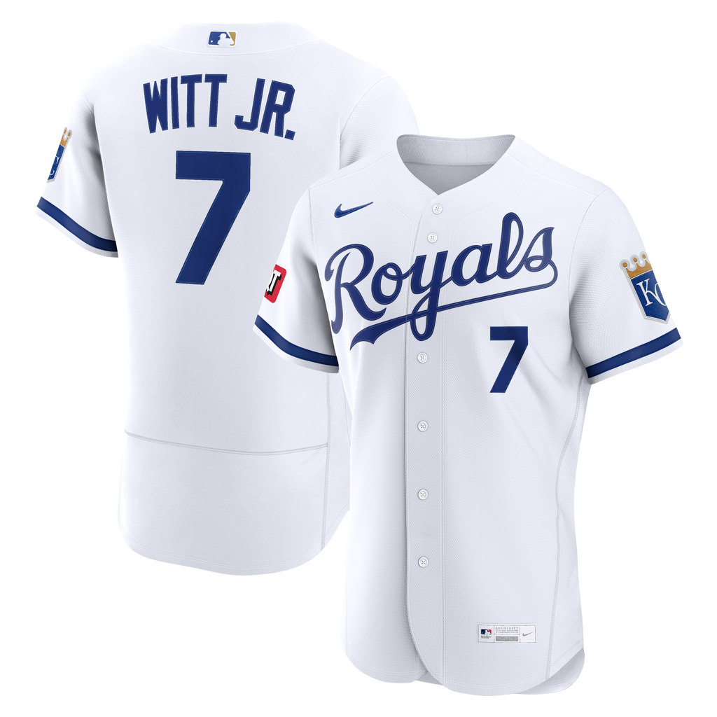 Men's Kansas City Royals Bobby Witt Jr. Nike White Home Authentic Sponsor Patch Jersey - 2