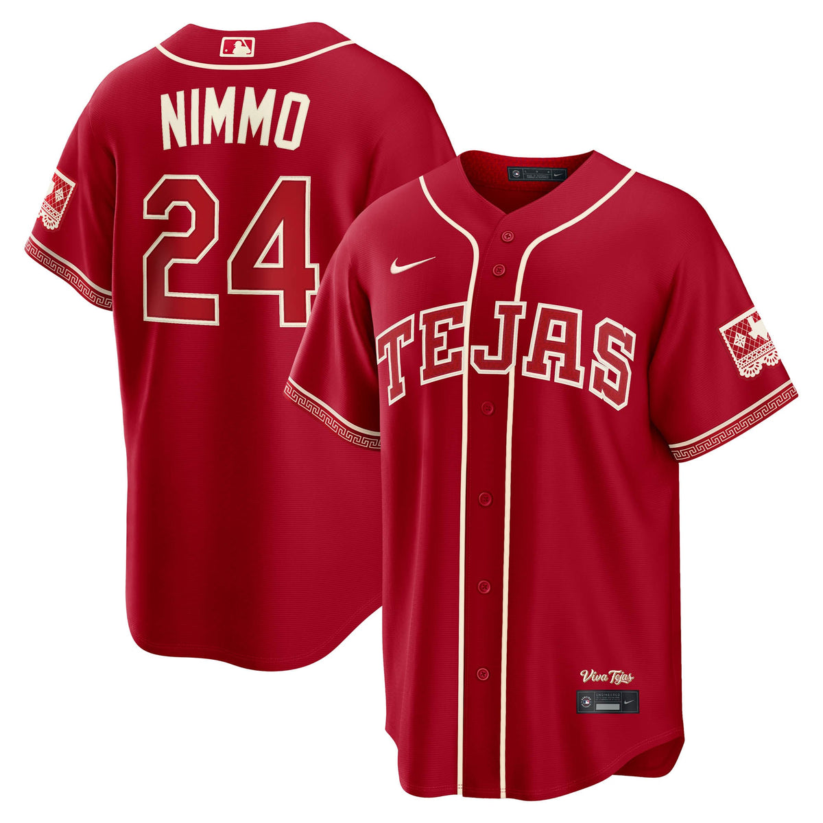 Men's Texas Rangers Brandon Nimmo Nike Red 2026 City Connect Stadium Jersey - 2