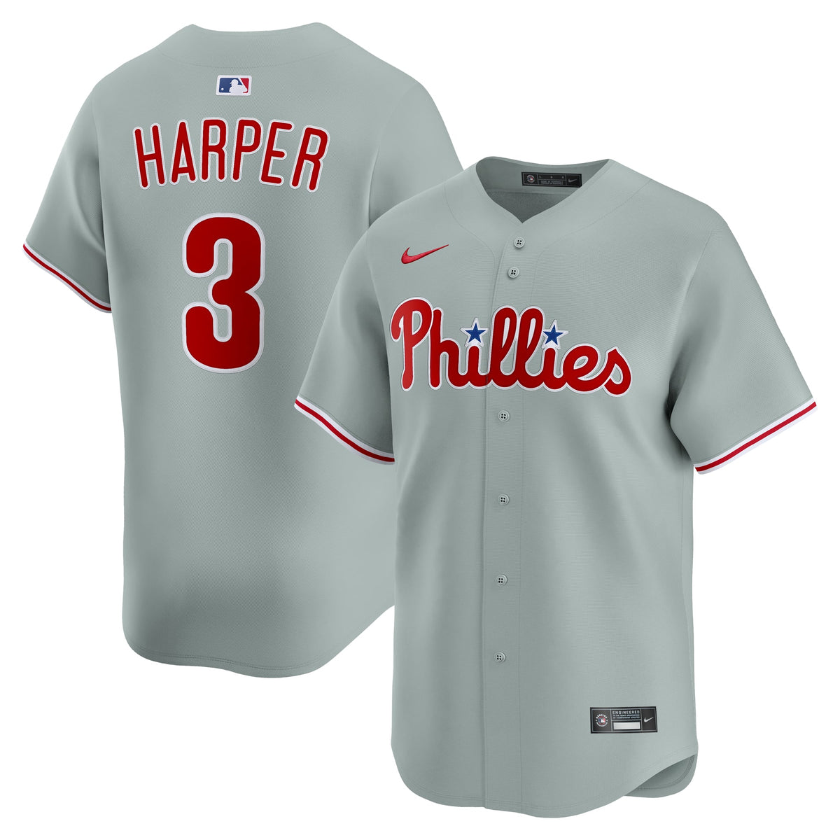 Men's Philadelphia Phillies Bryce Harper Nike Gray Road Limited Player Jersey