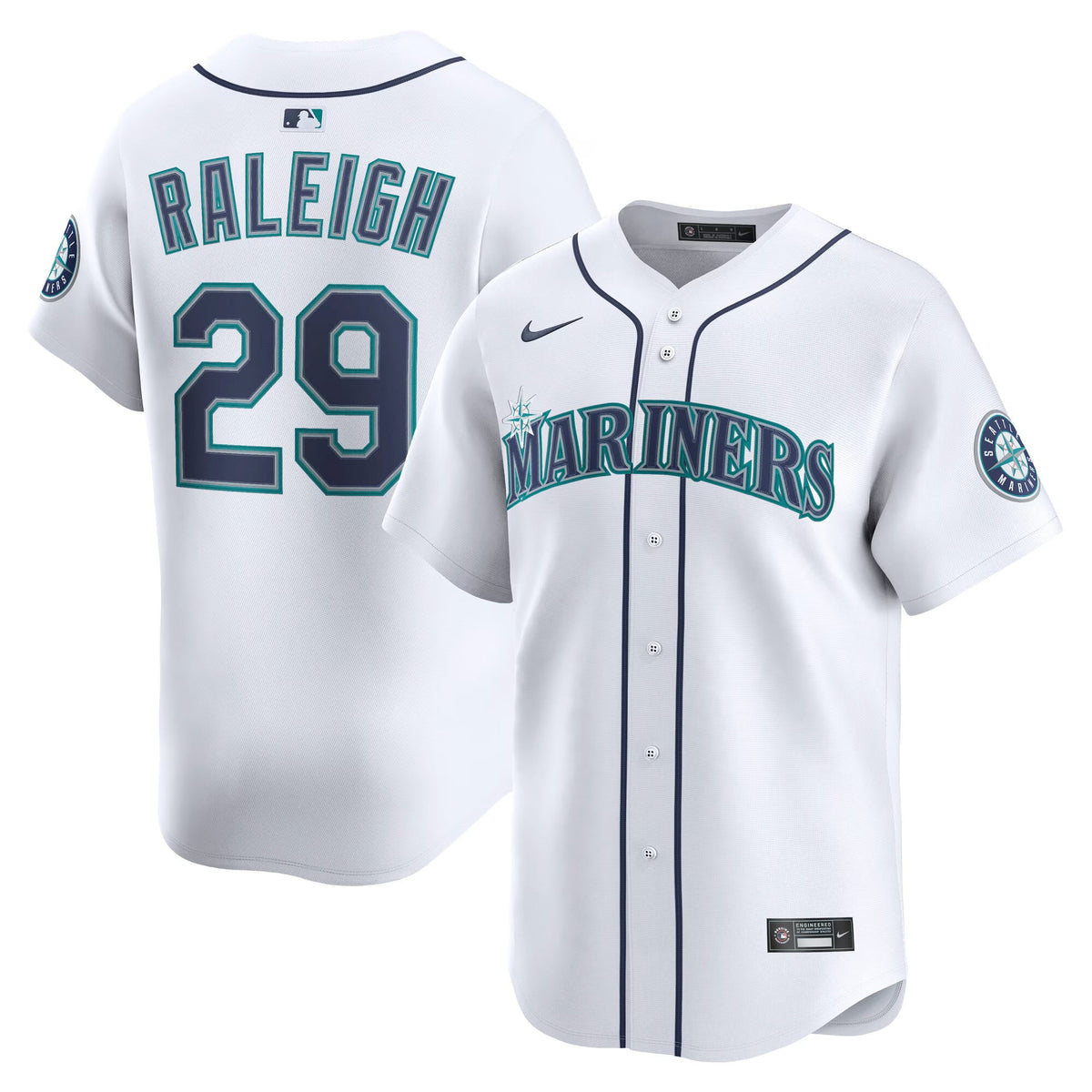 Men's Seattle Mariners Cal Raleigh Nike White Home Limited Player Jersey - 2