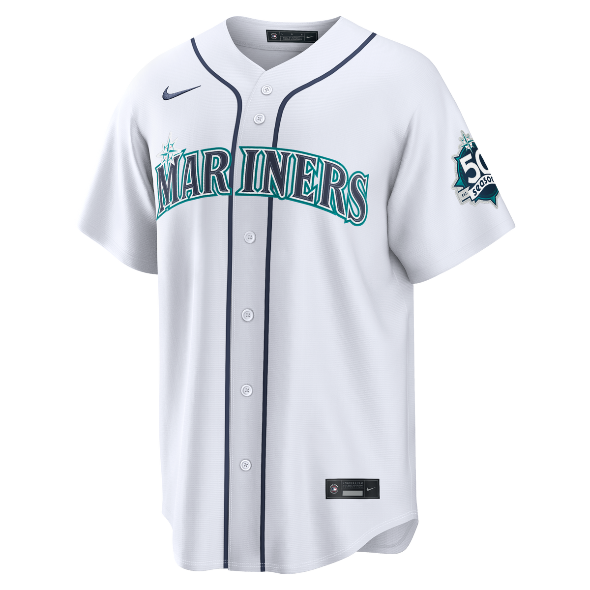 Men's Seattle Mariners Cal Raleigh Nike White Home Stadium 50th Season Patch Jersey - 3