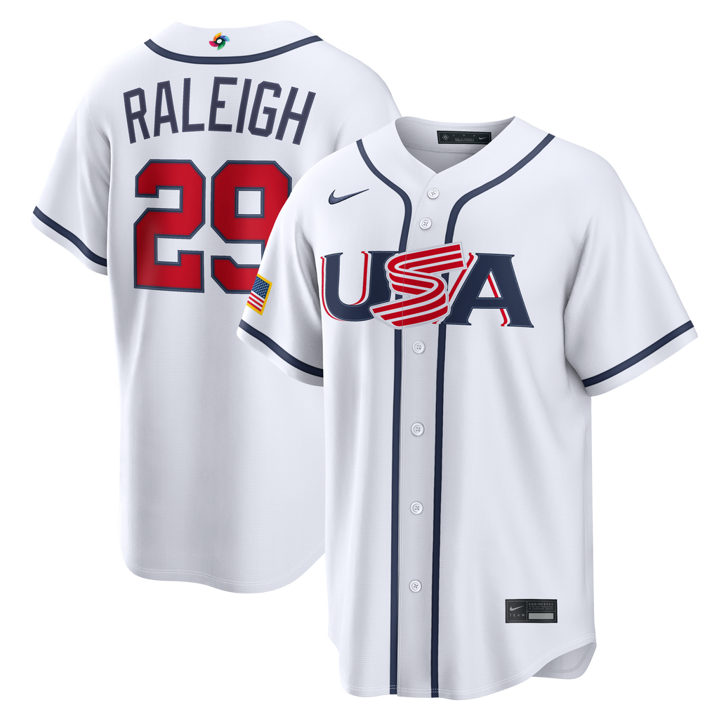 Men's USA Baseball Cal Raleigh Nike White 2026 World Baseball Classic Home Stadium Jersey - 2
