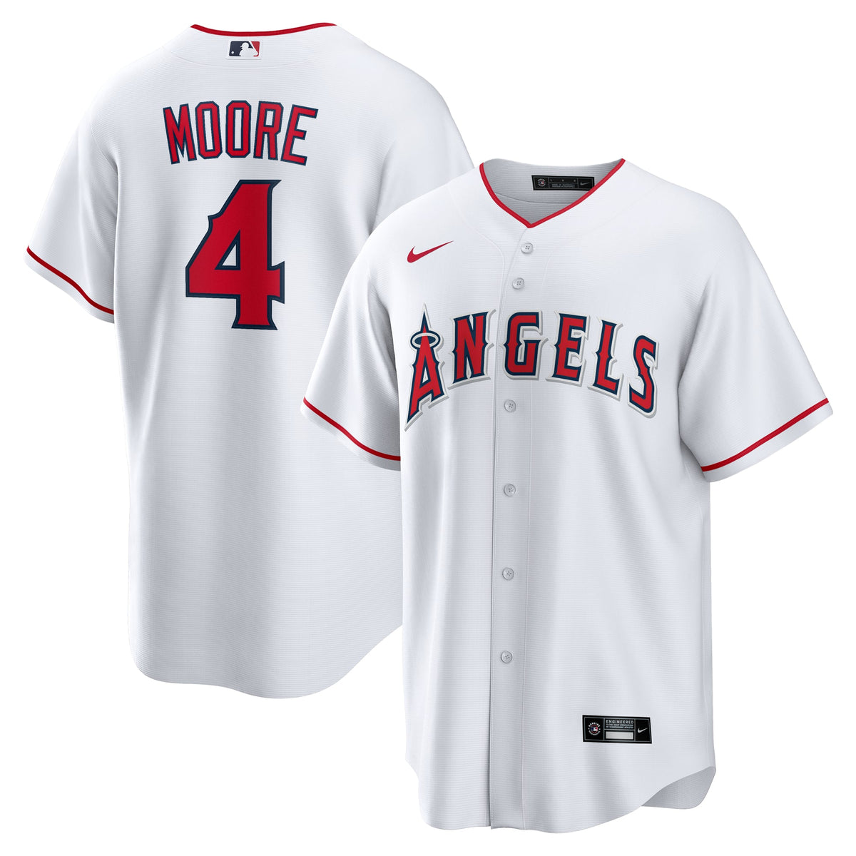 Men's Los Angeles Angels Christian Moore Nike White Home Replica Jersey