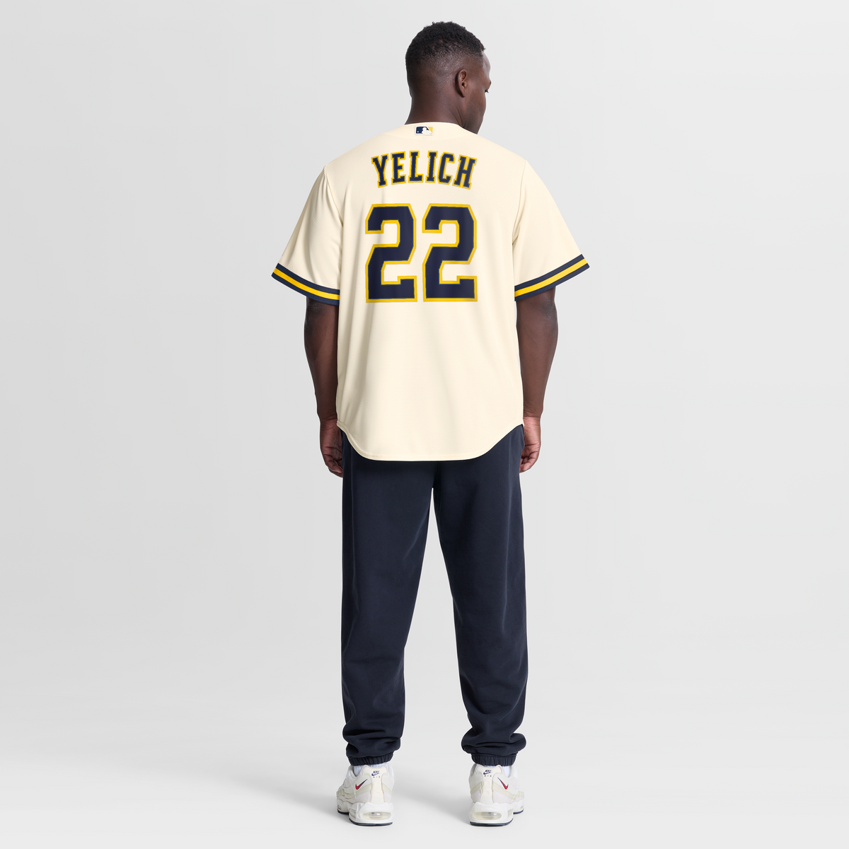 Men's Milwaukee Brewers Christian Yelich Nike Cream Home Replica Jersey - 6