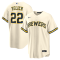 Men's Milwaukee Brewers Christian Yelich Nike Cream Home Replica Jersey
