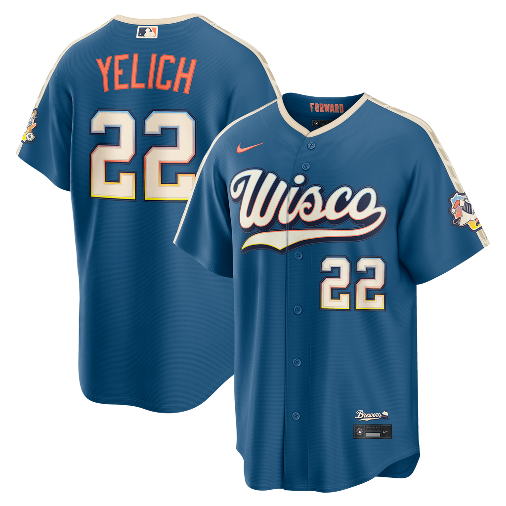 Men's Milwaukee Brewers Christian Yelich Nike Mineral Blue 2026 City Connect Stadium Jersey