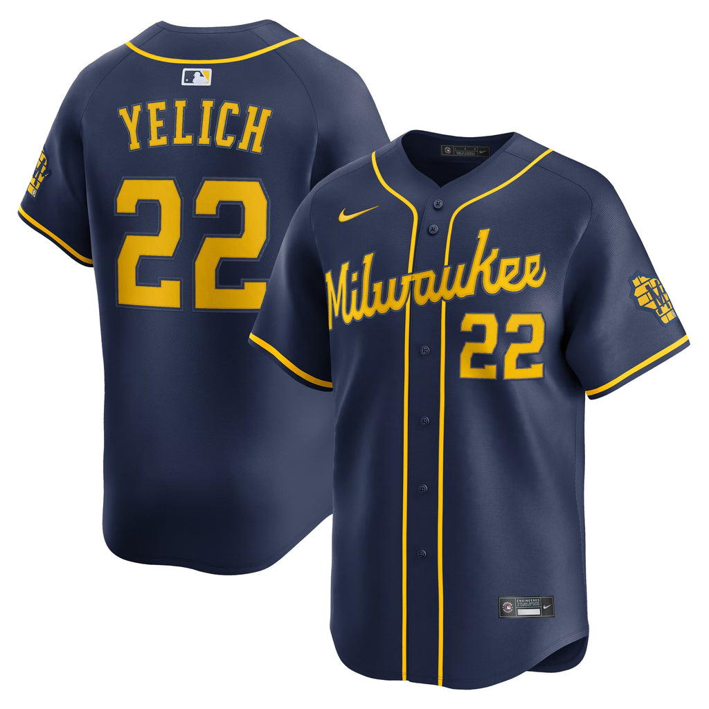 Men's Milwaukee Brewers Christian Yelich Nike Navy Alternate Limited Jersey