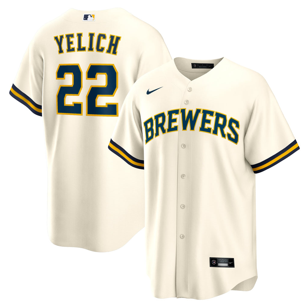 Men's Milwaukee Brewers Christian Yelich Nike White Home Replica Jersey - 2