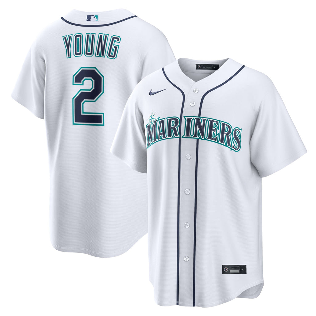 Men's Seattle Mariners Cole Young Nike White Home Replica Jersey - 2