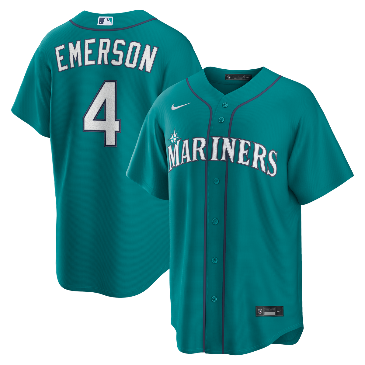 Men's Seattle Mariners Colt Emerson Nike Teal Alternate Replica Jersey - 2