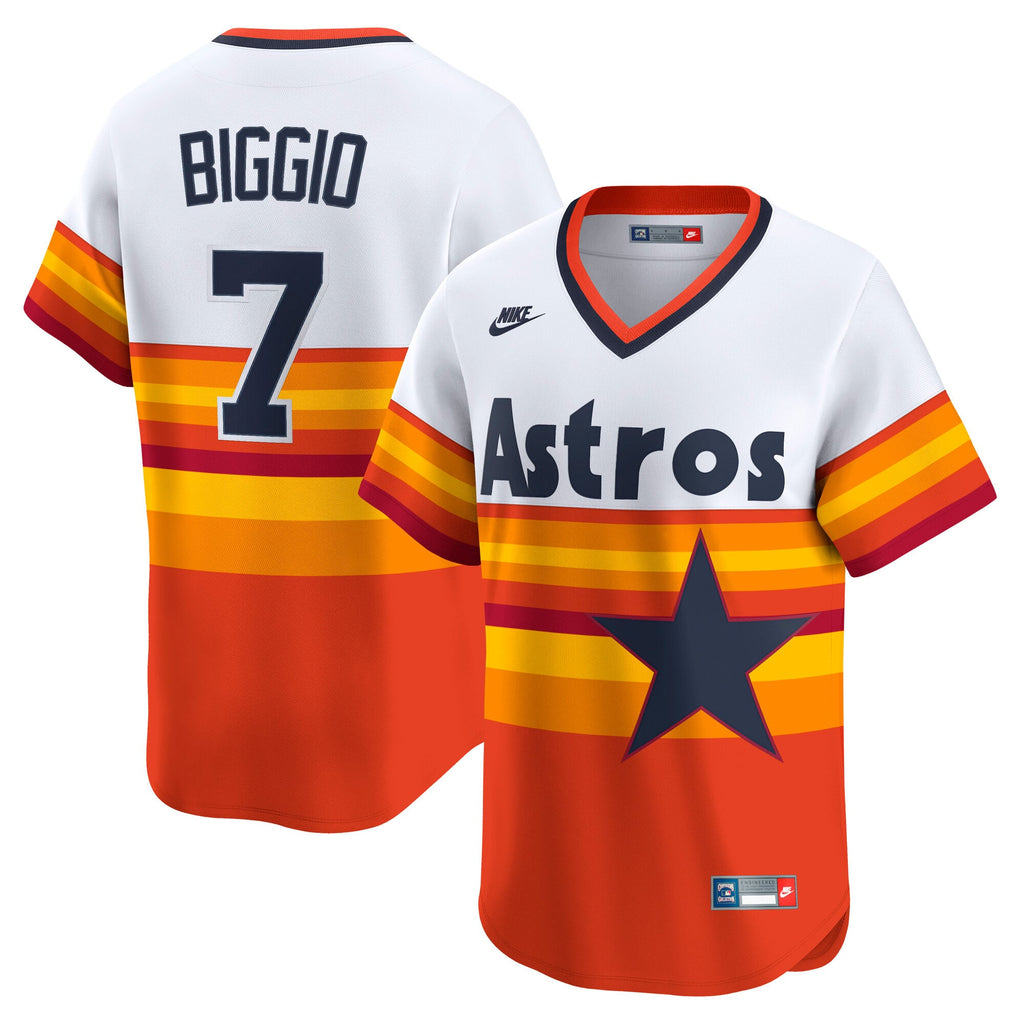 Men's Houston Astros Craig Biggio Nike White Throwback Cooperstown Collection Limited Player Jersey
