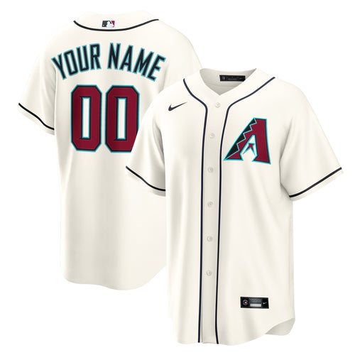 Men's Arizona Diamondbacks Nike Cream Home Custom Replica Jersey - 2