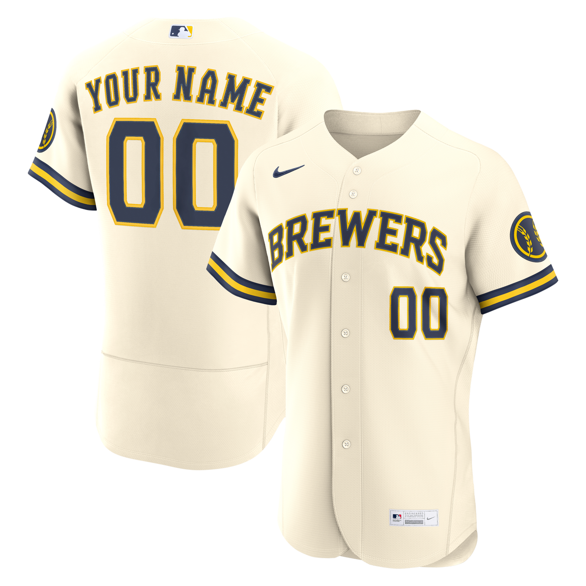 Men's Milwaukee Brewers Nike Cream Home Authentic Custom Jersey