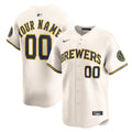 Men's Milwaukee Brewers Nike Cream Home Limited Custom Jersey