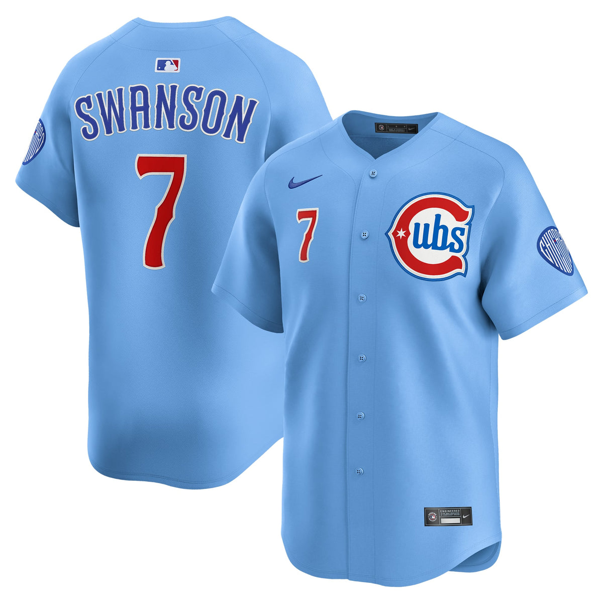 Men's Chicago Cubs Dansby Swanson Nike Baby Blue 2nd Alternate Limited Player Jersey - 2