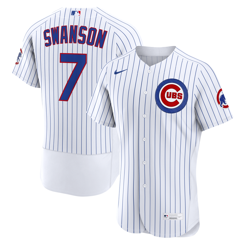 Men's Chicago Cubs Dansby Swanson Nike White Home Authentic Jersey