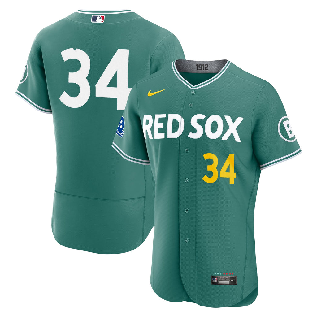 Men's Boston Red Sox David Ortiz Nike Green City Connect Authentic Carry-Over Jersey with Sponsor Patch - 2