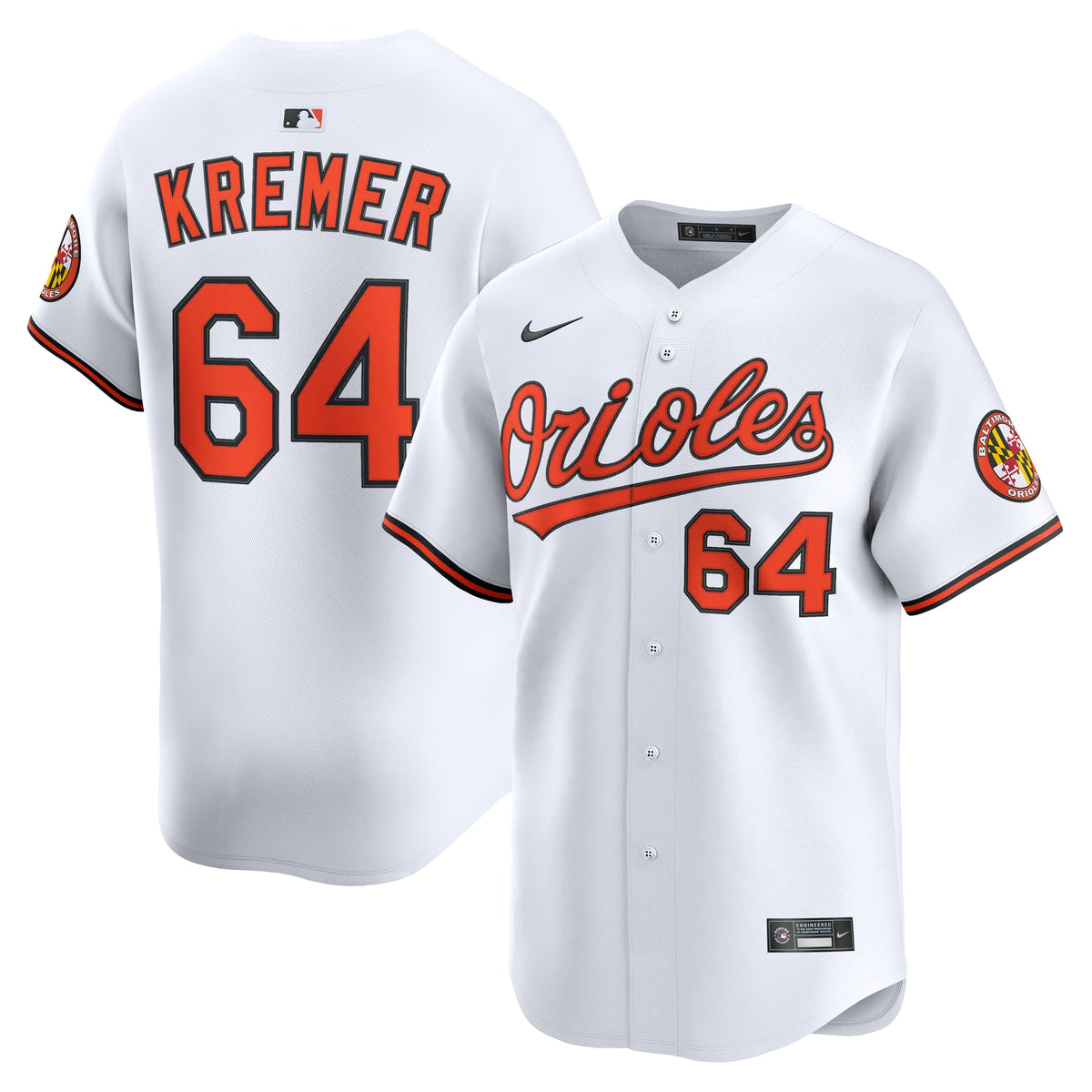Men's Baltimore Orioles Dean Kremer Nike White Home Limited Player Jersey